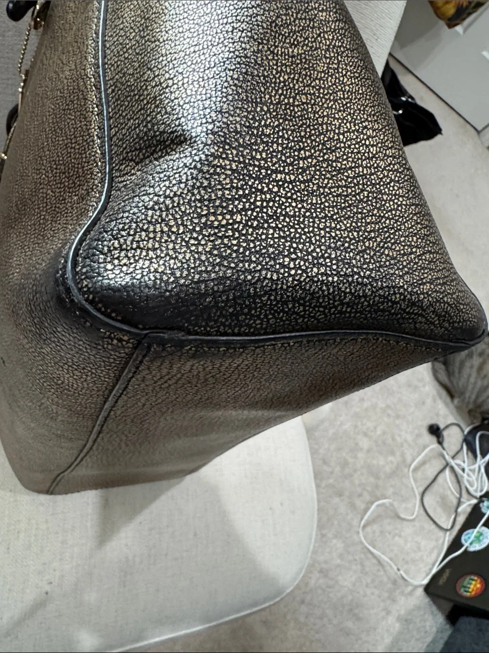 Coach Metallic Bronze Double-Handle Tote & Gold hang tag